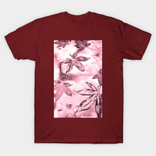 Pink Metallic Leaves T-Shirt